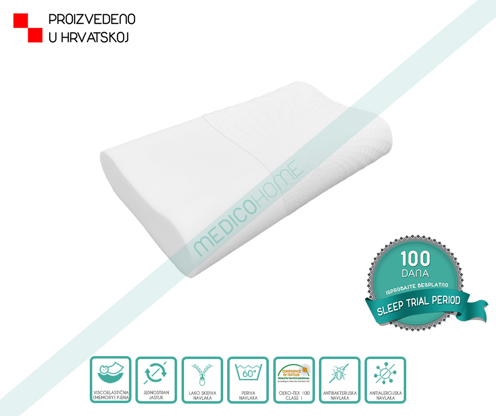 Jastuk Cloud | Anatomski oblikovan jastuk od memory pjene visine 10/12 cm | Medico Home - Vaši snovi počinju s nama