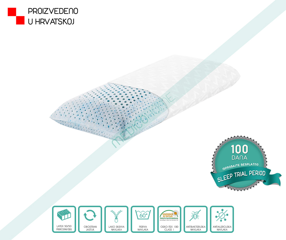 Jastuk Indigo Sleep | Jastuk od lateksa visine 11 cm | Medico Home - Vaši snovi počinju s nama